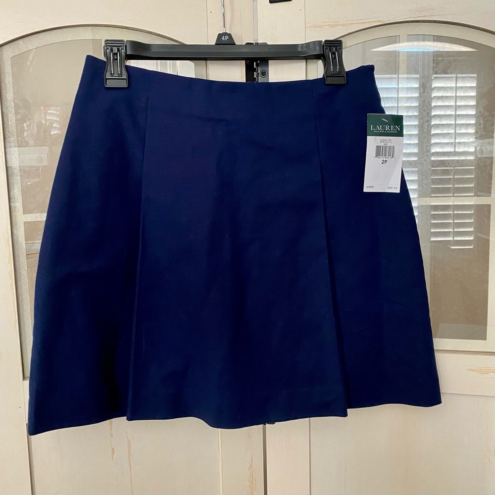 Lauren Ralph Lauren Pleated A-Line Skirt Navy - Picture 3 of 7